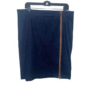 Lauren Ralph Lauren Denim Skirt Cotton w/Full Length Zipper Down Front Size 12